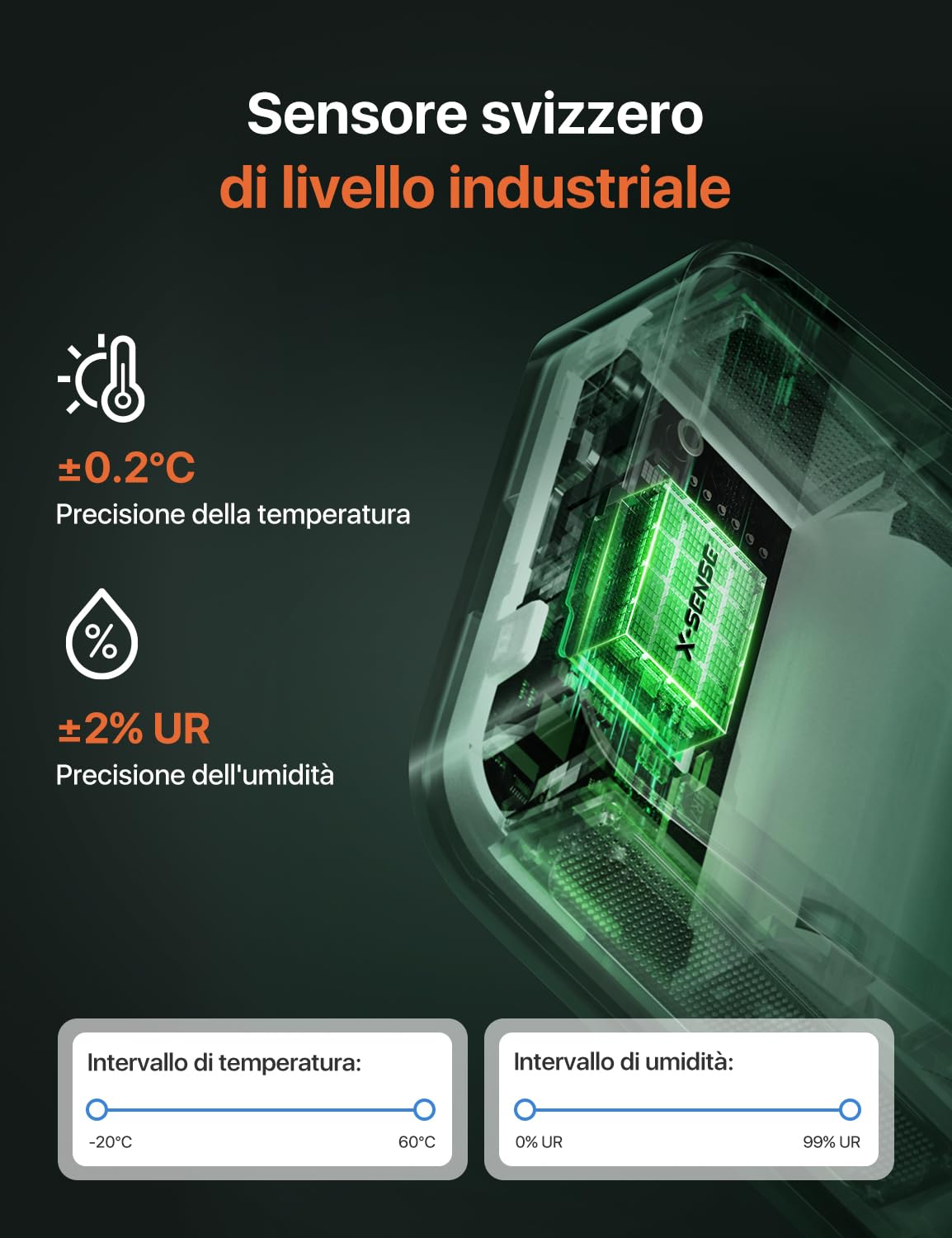 X-Sense Wi-Fi Igrometro Umidità degli Interni con Stazione Base SBS50, Termoigrometro Intelligente con Schermo LCD, Monitoraggio Remoto e Controllo App, Modello STH0A41