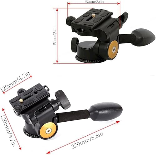 Miniatura 2 de EXMAX Q08 Trípode de vídeo Cabeza de bola 3 vías Trípode Cabeza basculante Brazo basculante Rotación 360 Cabeza panorámica de vídeo Placa de