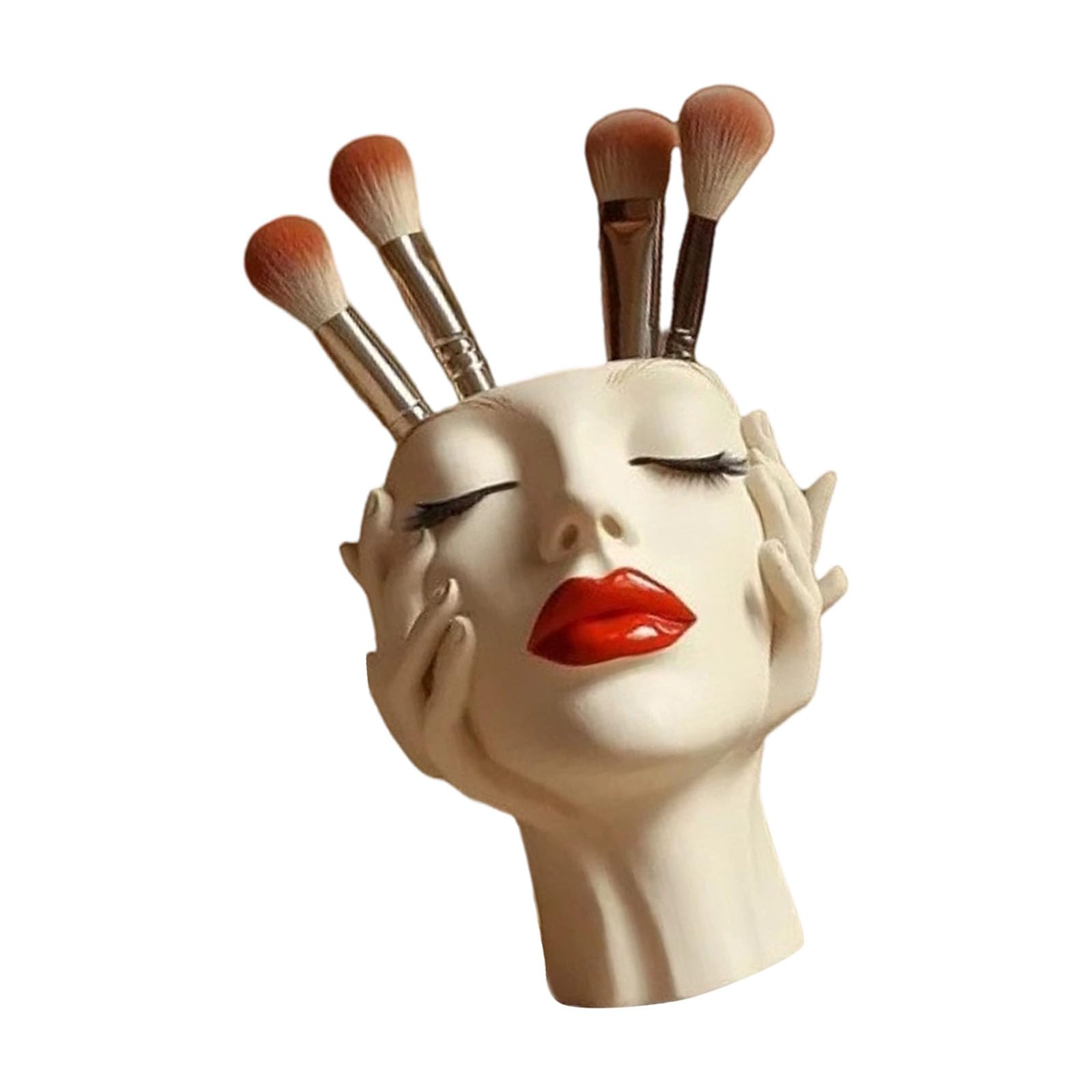 Jazuaiao Compact Female Head Brush Holder Resin Ideal for Beauty Tools and Decoration Home Storage
