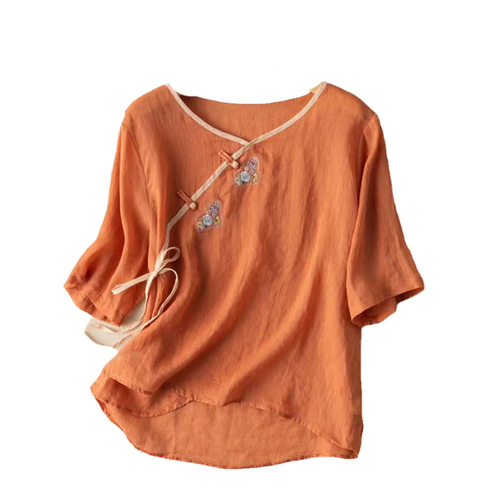 Donne Estate Primavera Abbigliamento Tradizionale Cinese Vestiti Manica Corta Top Hanfu Tang Suit Girocollo T-Shirt