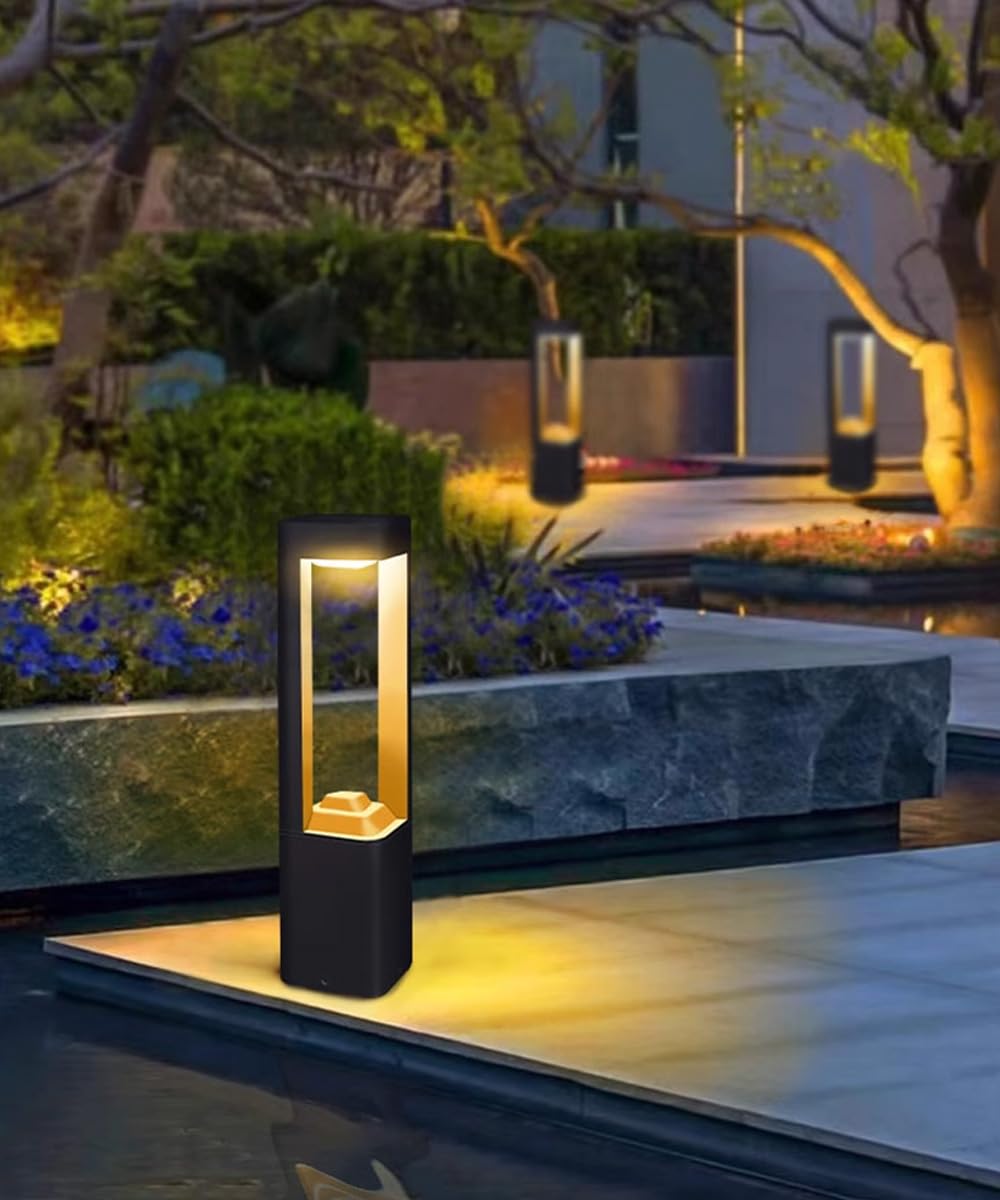 TRIVIDHA Solar-Wegleuchte für den Außenbereich, 10 W, LED, Solar-Landschaft, Weglicht, modernes Aluminium-Gartenlicht mit IP65 wasserdicht, externe Solar-Pollerleuchten für Vorder- und Hintertür,