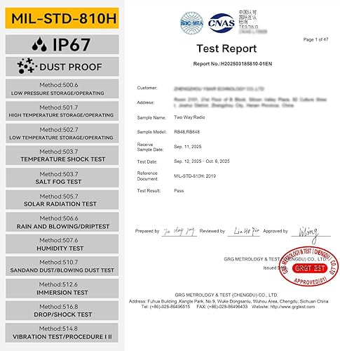 Miniatura 7 de Retevis RB48 Walkie Talkies resistentes al agua, radios bidireccionales recargables de largo alcance, triple prueba avanzada, recordatorio de