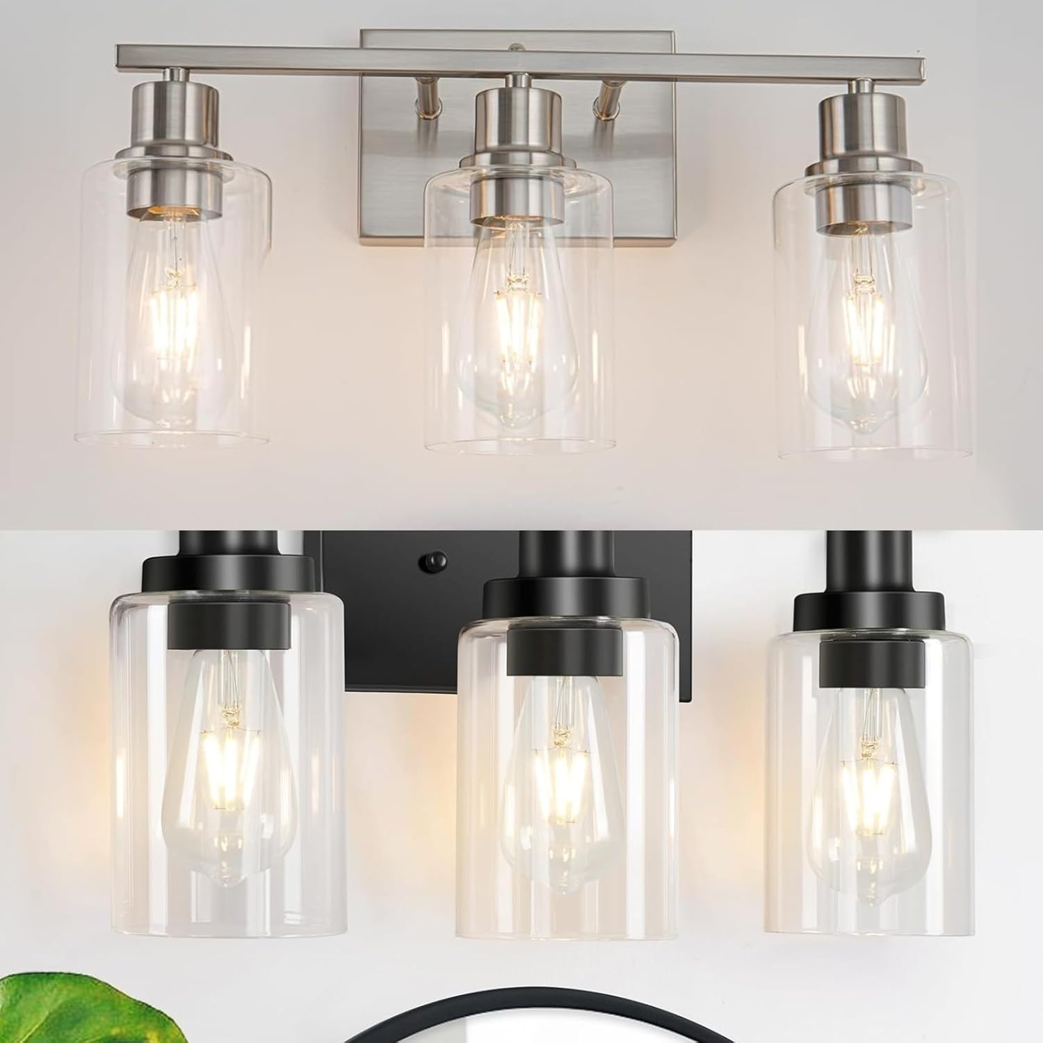 4 Pack Clear Glass Shade Replacements, Cylinder Glass Shades Lampshades Covers for light Fixtures Chandelier Vanity Wall Sconces Light Fixture