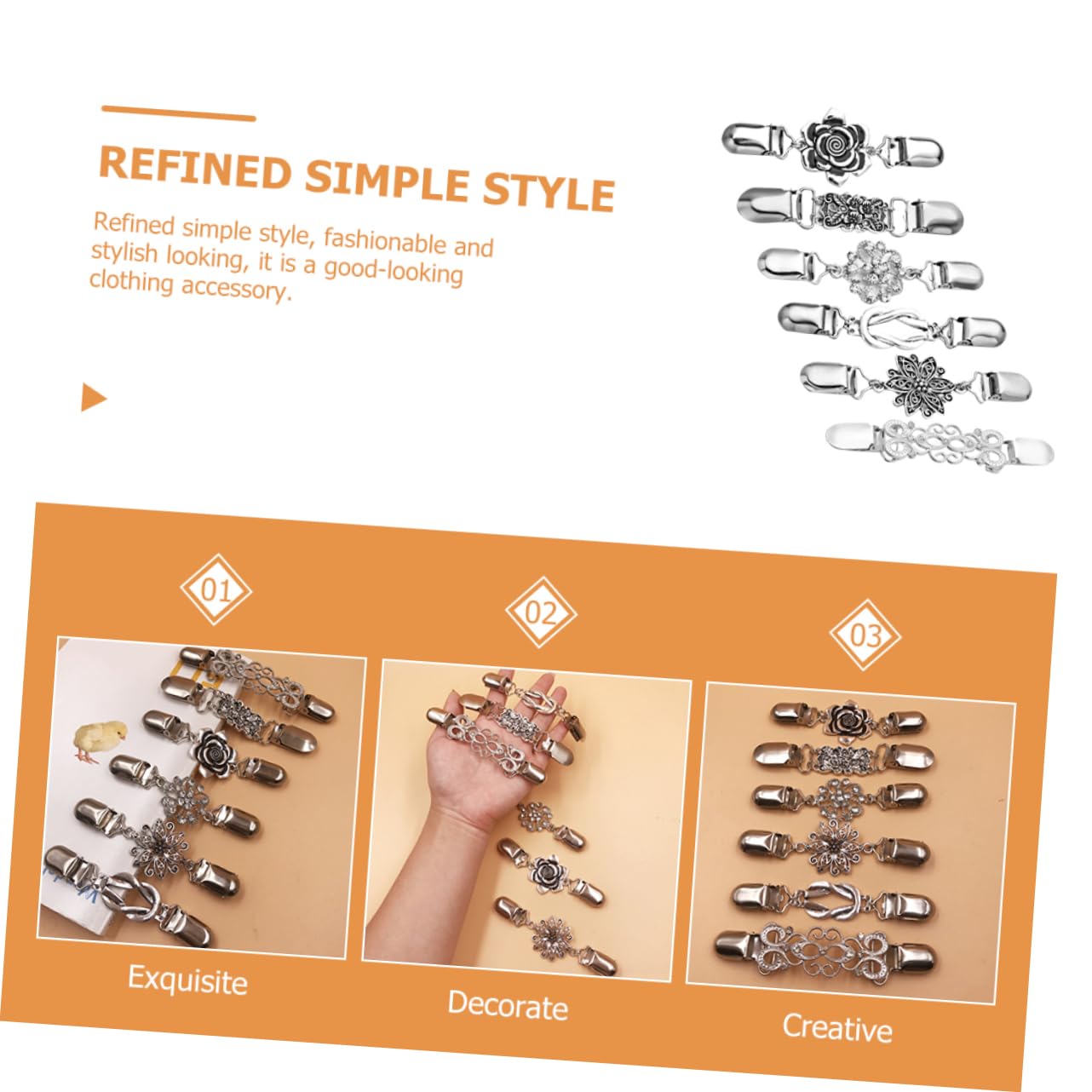 SOIMISS 18piezas Alfileres De Cadena Clip De Suéter Broche Decorativo De Flores Para Cuello De y Suéter Accesorios Elegantes Para Ocasiones Formales y Casual