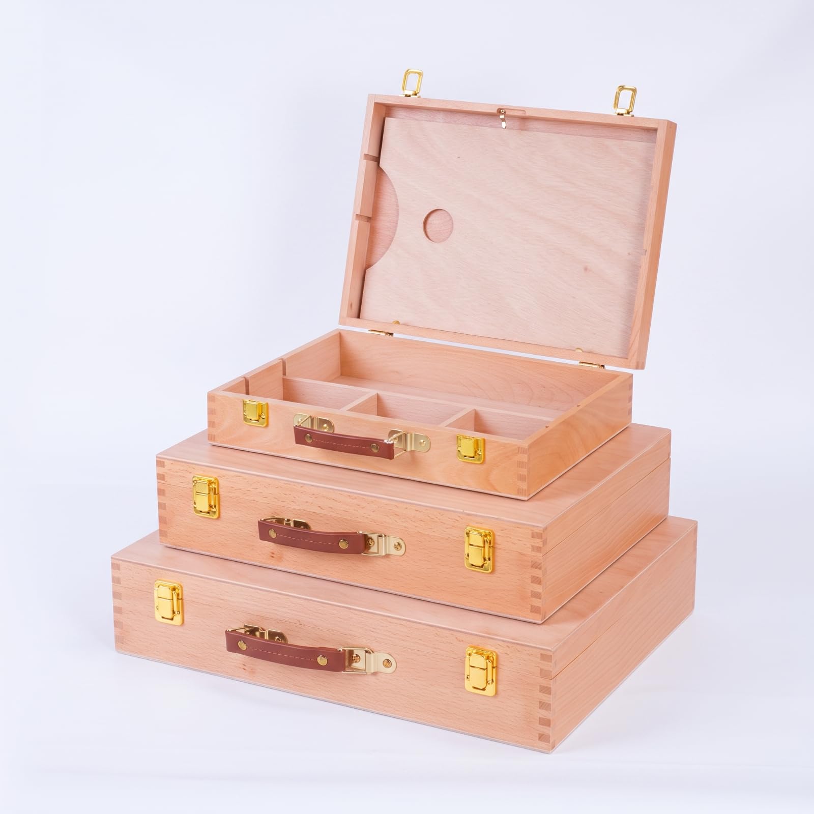 Scatola in Legno con Divisori Durevole | Da Tavolo, Portatile, Scatola con Divisori, per Casa, Studenti D'arte, Stile B