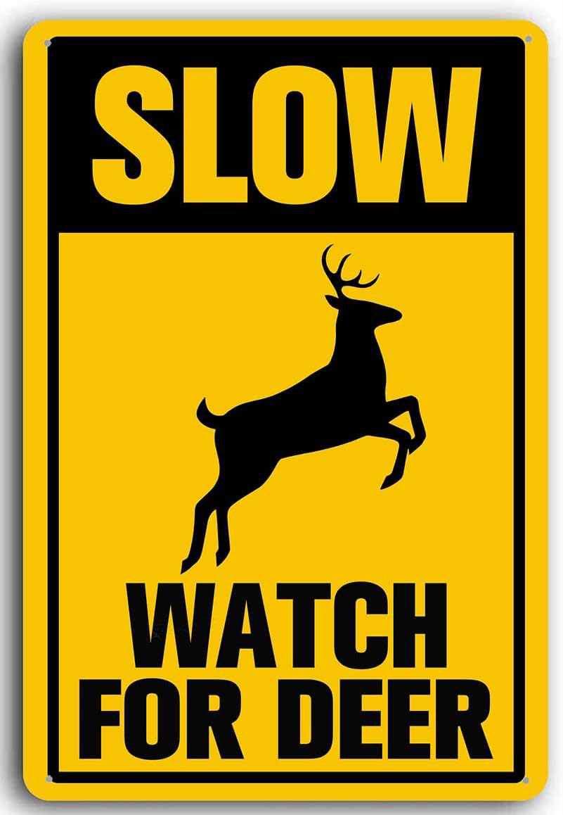 8x12 Inch Aluminum Slow Watch for Deer Sign Slow Down Signs Metal Caution Slow Deer Crossing for Yard Outdoor Use, Weather Resistant, Waterproof, Durable Ink