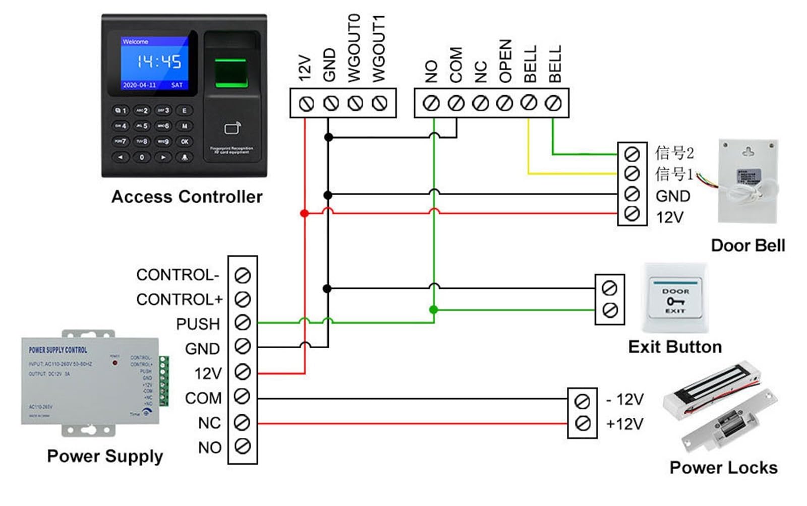 Macchina per la rilevazione, Orologio, Controllo Presenze, Macchina F30 Con Impronta Digitale, Tastiera, Accesso Per Impiegati, Elettrico,uffici, fabbriche