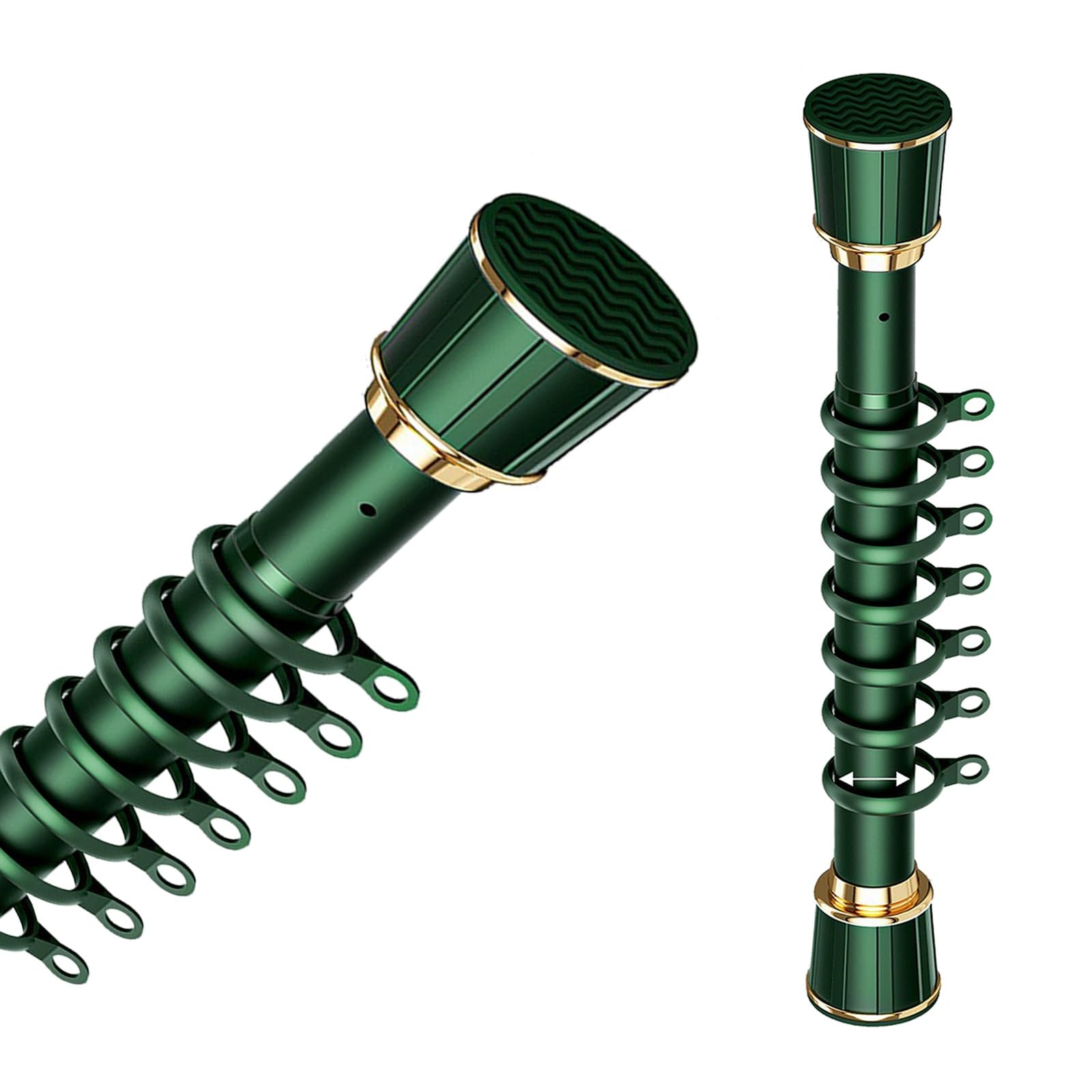 Rostfreie Gardinenstange ohne Bohren,Teleskopstange zum Klemmen,Stabile Gardinenstangenset mit Griffknopf,Länge 40-500cm,für Kleiderstange,Duschraum,Wohnzimmer. (Farbe : Dunkelgrün, Größe : 70cm-120