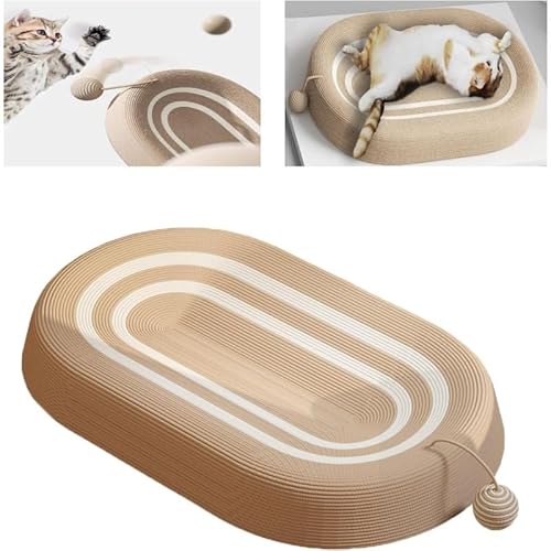 ZLBYXLU猫 爪とぎ 新型猫用爪とぎ 猫の爪とぎベッ 爪磨き 麻 ベッド 段ボール ド オシャレ ねこ つめとぎ マット 耐久性 遊び保護 天然サイザル麻 猫ベッド 滑り止め 楕円形 猫ソファー 家具破壊防止 運動不足改善 ストレス解消 ネコの爪とぎ