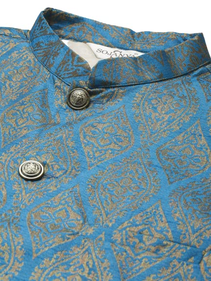 Image of SOJANYA (Since 1958, Men's Silk Blend Grey Kurta Pyjama & Silk Blend Jacket Combo