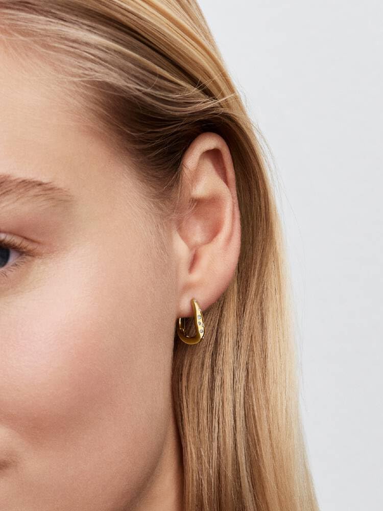 Pandora Essence Organisch Geformte Steinbesetzte Creolen mit 14K vergoldeter Metalllegierung und Zirkonia, 264663C01