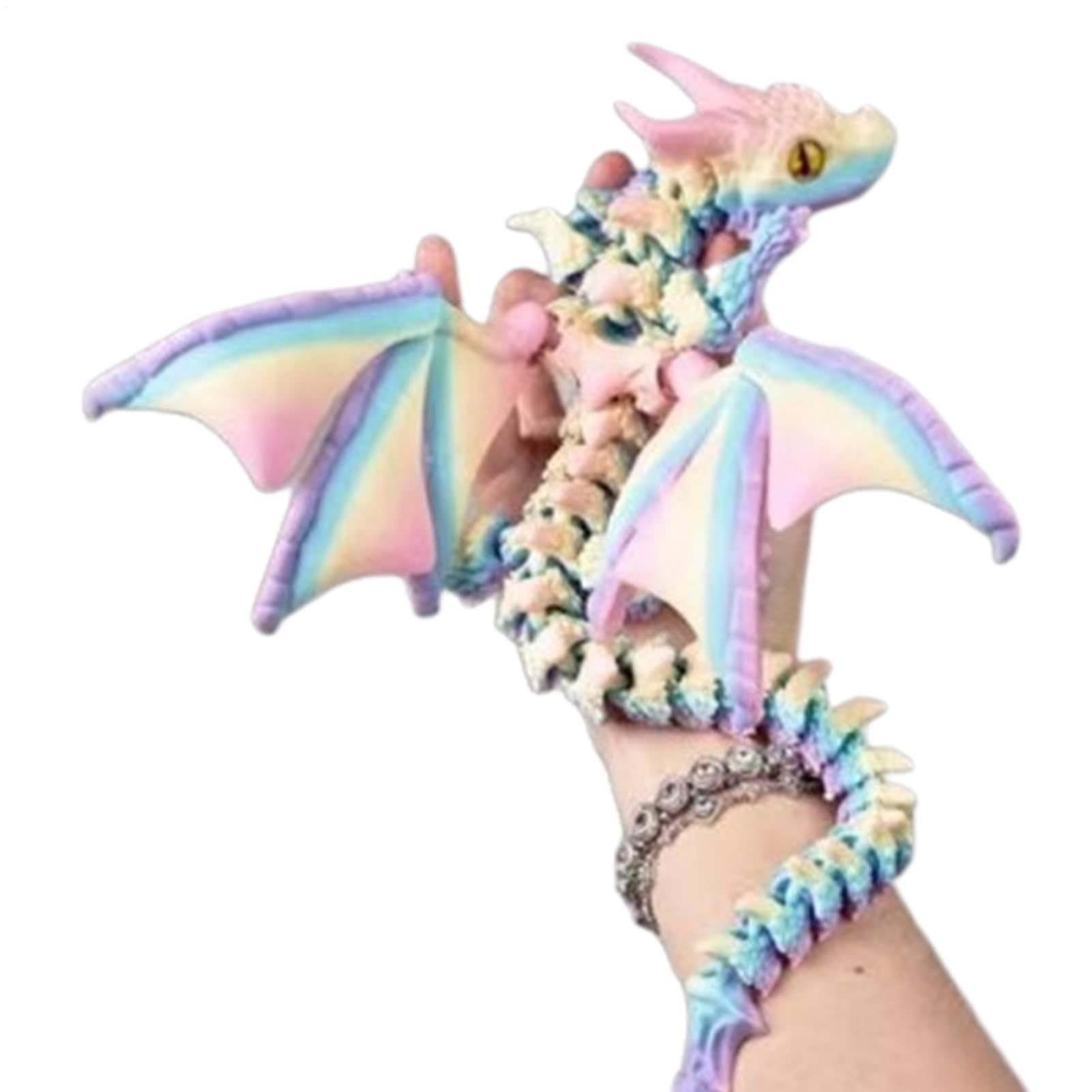 Mystical Crystal Dragon Realistic Dragon Toy Movable Dragon Figure 3D 30 cm 3D Printed Decorative Figure with Wings - Ideal for Desk, Car, Bedroom & Collector's Purposes