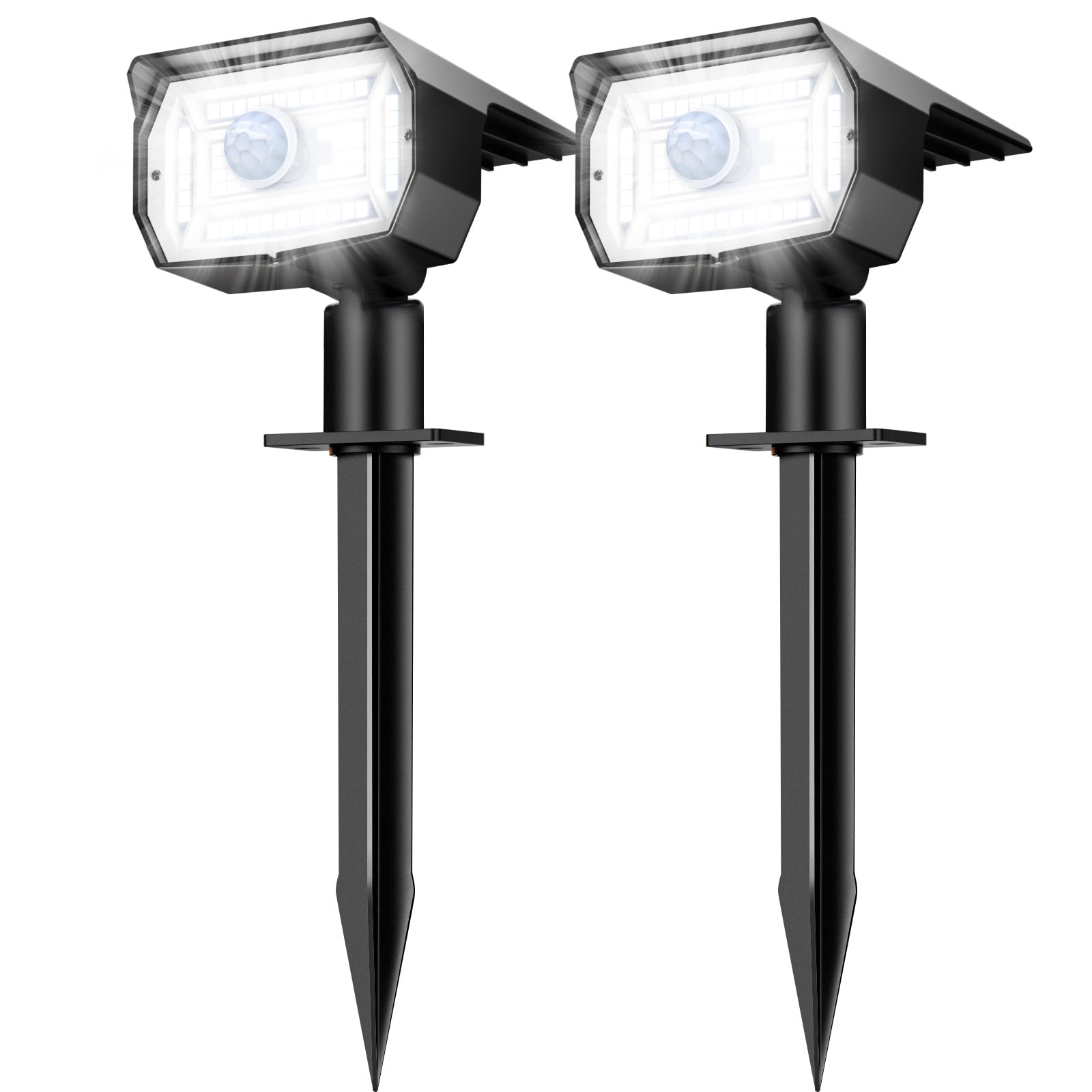 nipify Solar Spot Lights Outdoor Motion Sensor with 3 Modes, Solar Spotlights Outdoor Waterproof 2-in-1 Auto On/Off Landscape Lighting for Outside Yard Wall Garden Pathway, Cool White