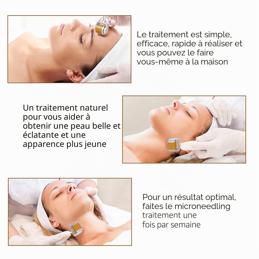 192 Dermaroller Système de Micro-aiguilles en Titane Outils de Soins de la Peau du Visage pour le Traitement du Visage, la Repousse des Cheveux, la Croissance de la Barbe,1.5mm