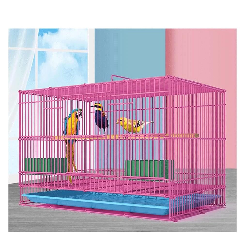 gabbia per uccelli, Gabbie for uccelli for for in filo metallico Trasportini rettangolari for Gabbia for il volo grande for del parrocchetto Prodotti for animali domestici(Pink large)