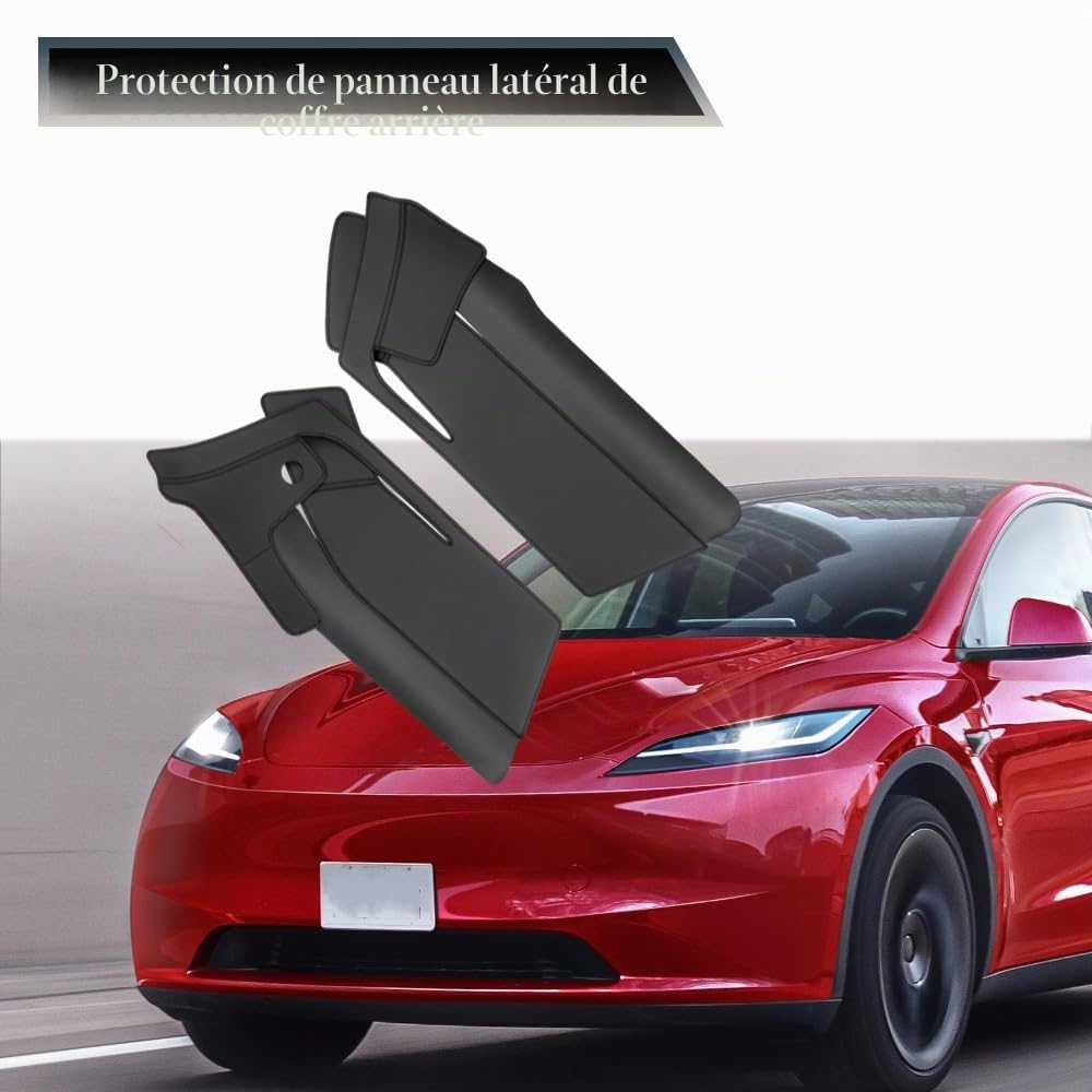 Riloer Protection latérale de coffre arrière en cuir synthétique noir compatible avec Tesla Model Y Juniper 2025-2026