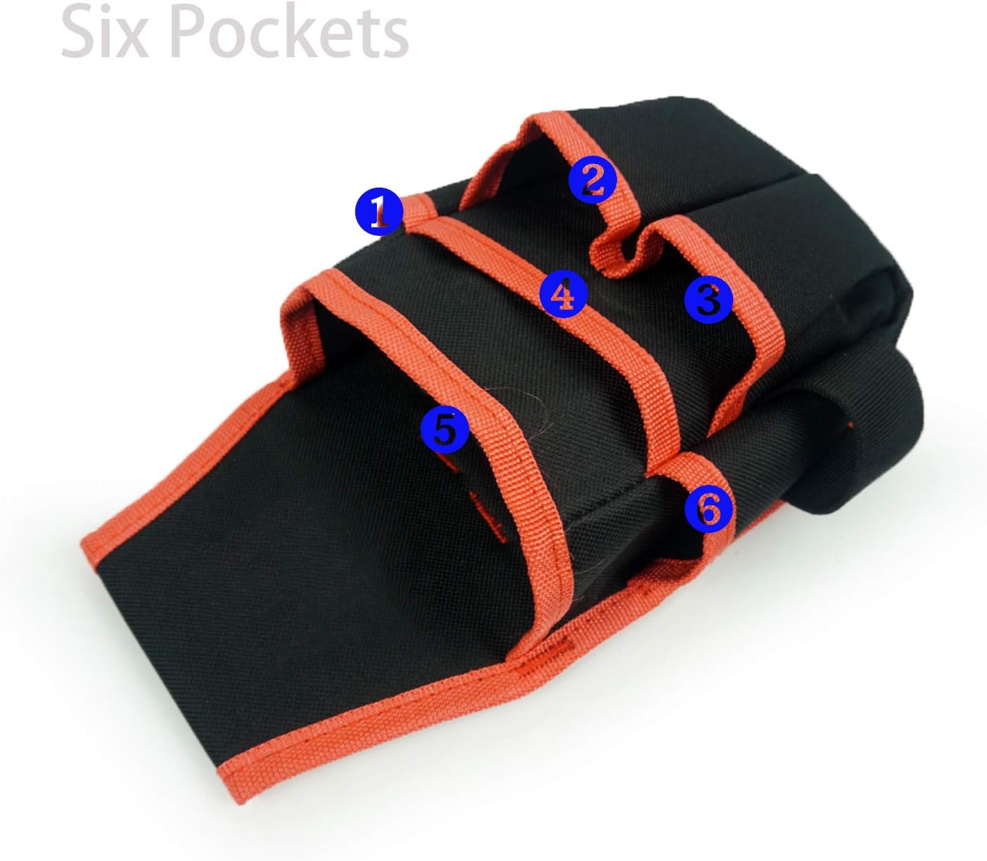 Canvas Tool Pouch Tool Organizer Bag Electricians Organizer Pouch Waist Bag for Tools with 6 Roomy Pockets, 9 Tool Loops, Adjustable Waist Strap for DIY Electricians Carpenters, Black