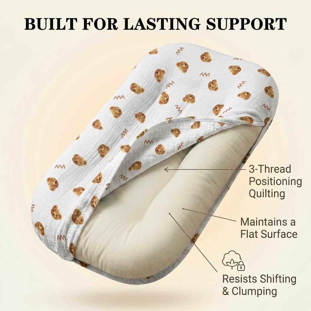 Coussin de soutien infantile – Coussin de soutien pour bébé de 0 à 24 mois, tapis portable pour la maison et les voyages en coton doux, utilisation supervisée, cadeau essentiel pour bébé, blanc (1