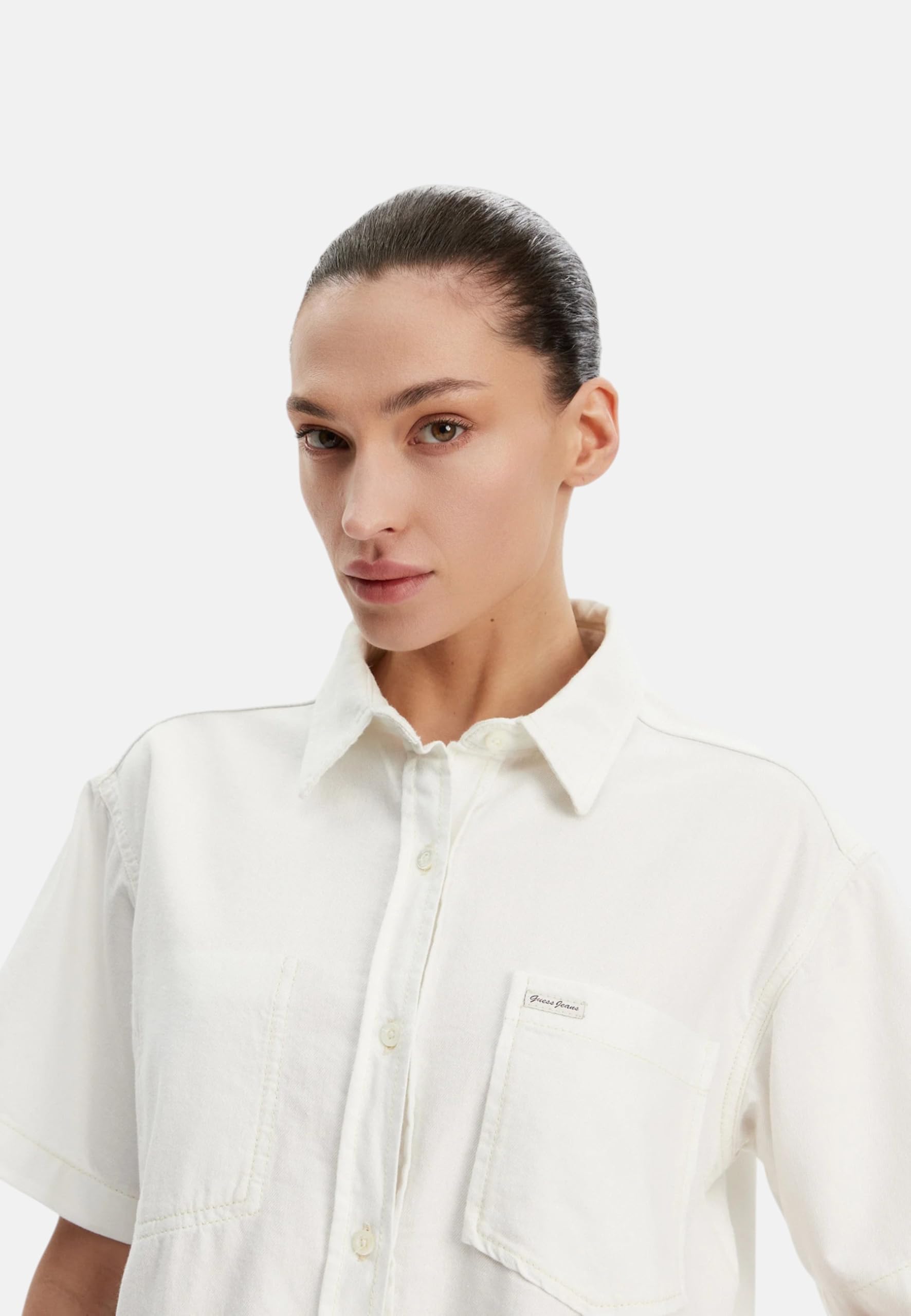GUESS Donna Camicia Manica Corta Cotone W6GHY9D5NW1