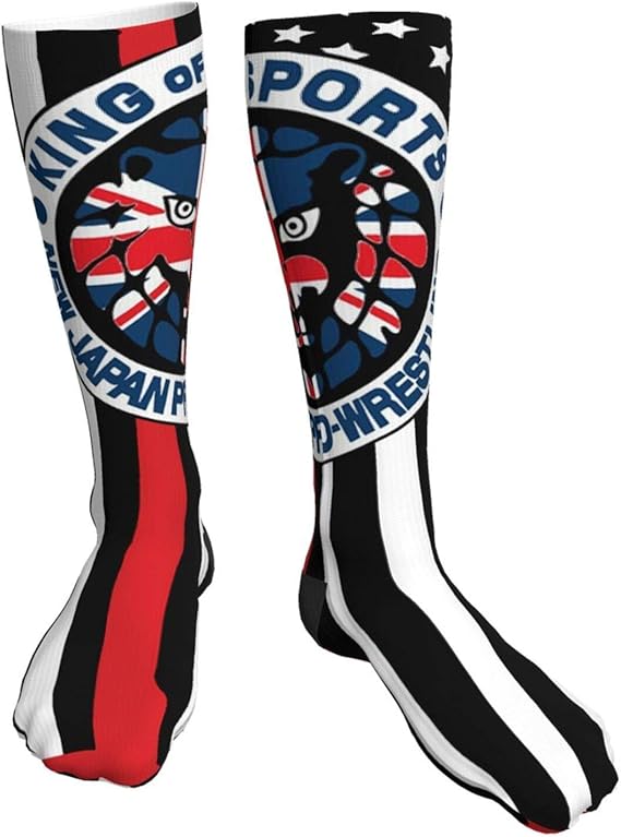 New Japan ProWrestling Unisex Thick Black Heel Sport Socks 50cm Knee