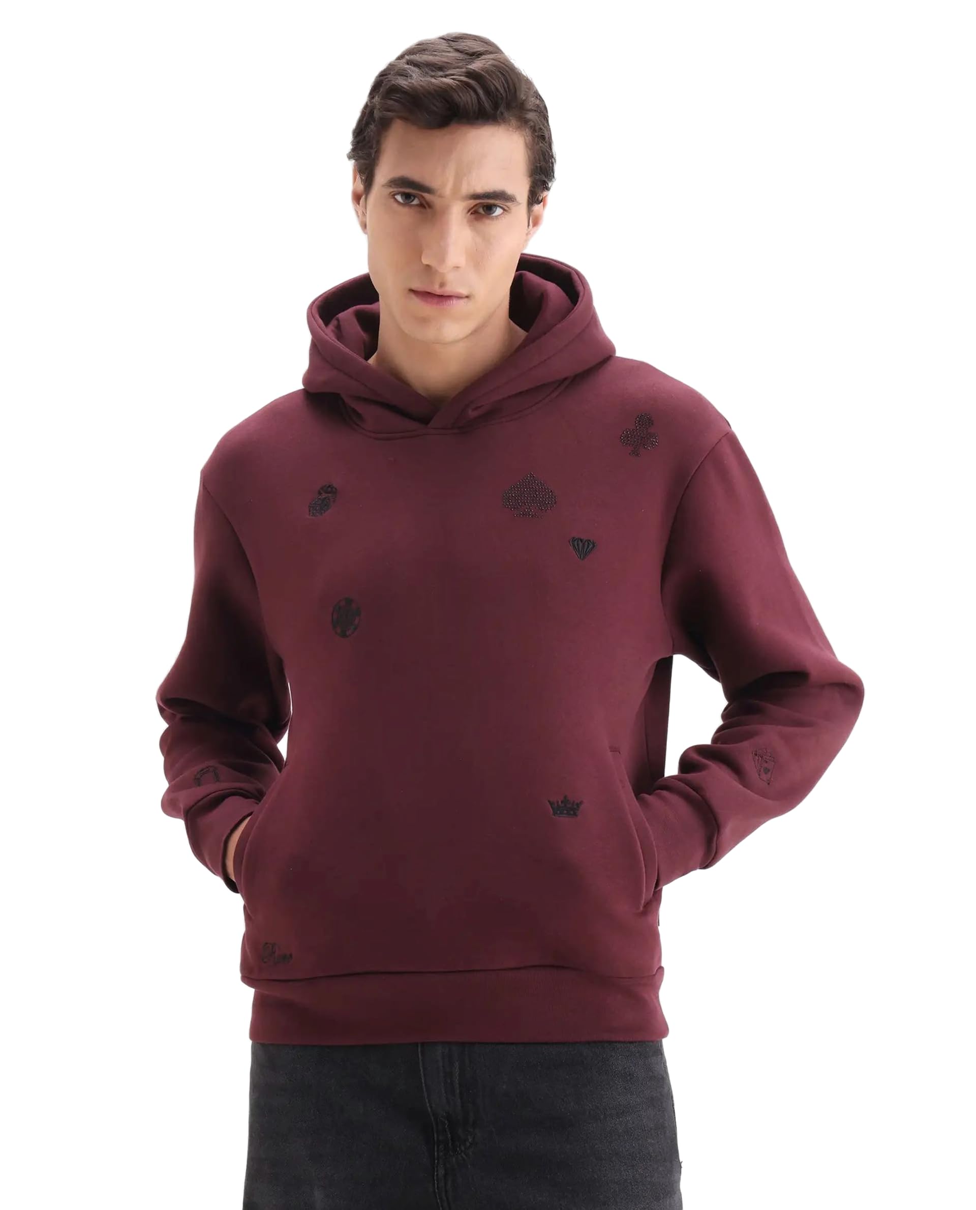 rare rabbit Men's Gabbs Relaxed Solid Cotton Blend Hooded Long Sleeve Sweatshirt-picture-37