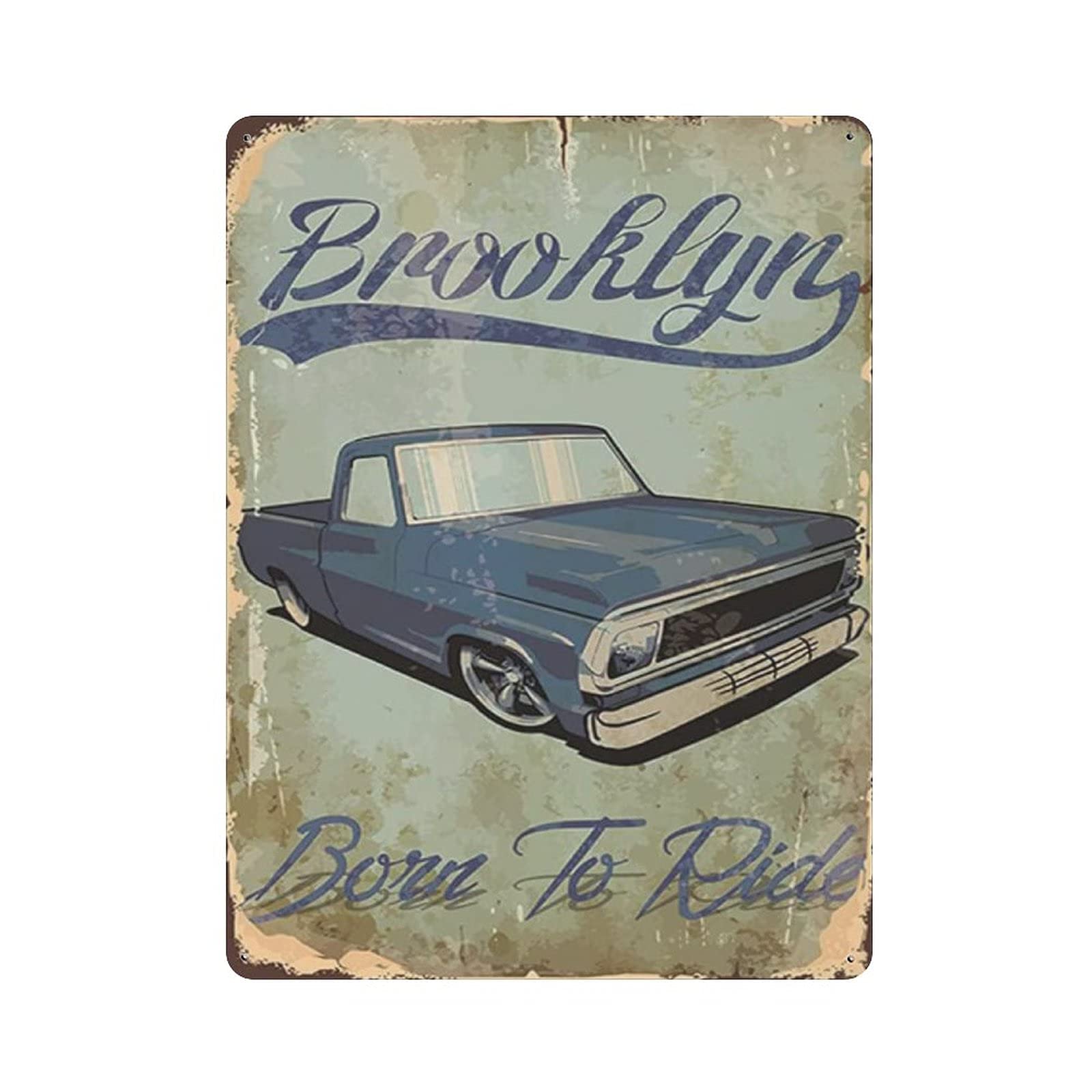 Metal Tin Sign Garage Born to Ride Vintage Tin Poster Metal Sign Wall Decoration Country Kitchen Home Garage Decor 16"x12"