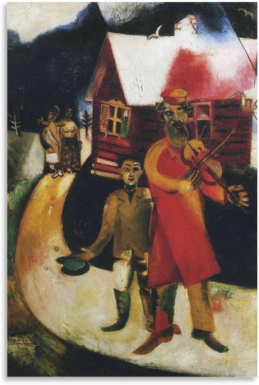 KEYGEM Famous Marc Chagall The Fiddler Poster Abstract Canvas Wall Art Marc Chagall Prints Aesthetic Painting for Home Decor Picture 50x70cm No Frame