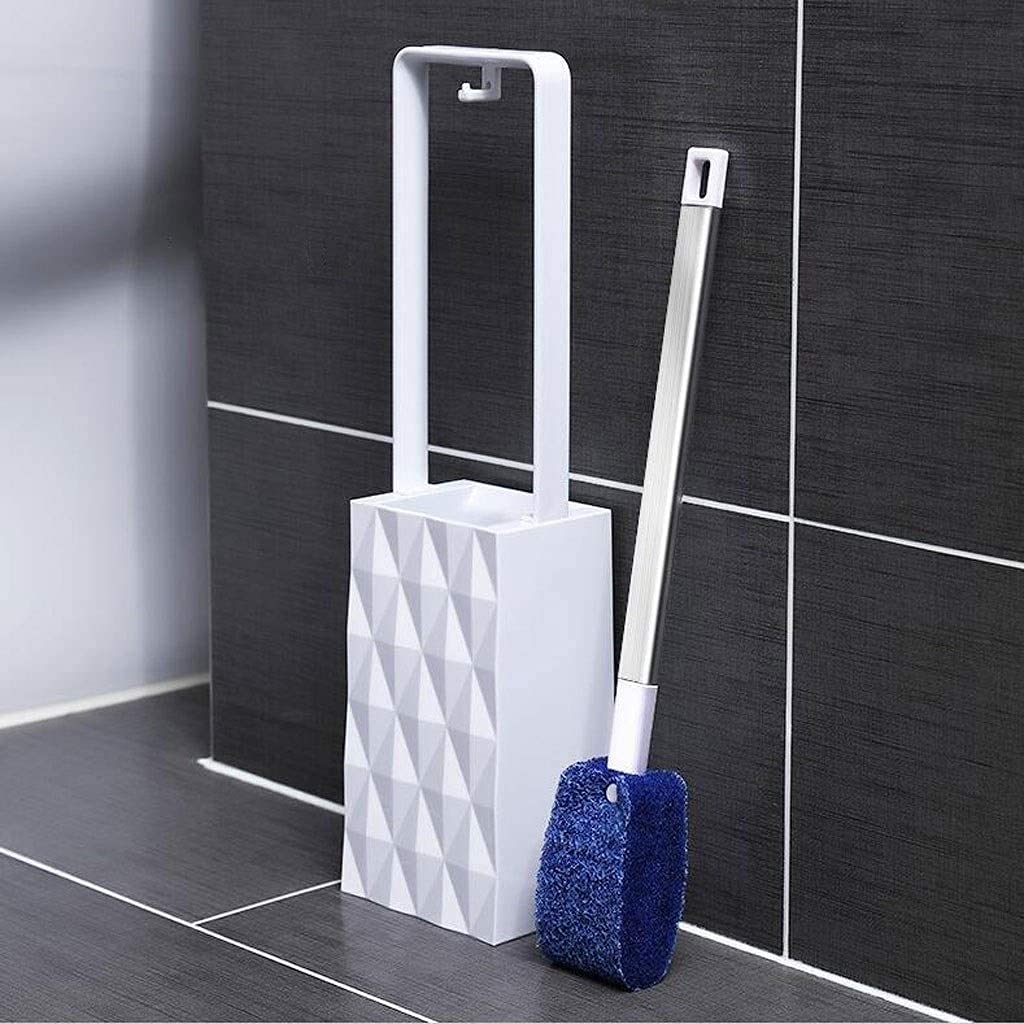 Cepillo de Limpieza Limpie El Juego De Inodoro Cepillo Y Soporte para Inodoro Baño Resina ABS Inodoro De Acero Inoxidable Cepillo Portátil para Inodoro Cepillo de Baño(Floor-Standing)