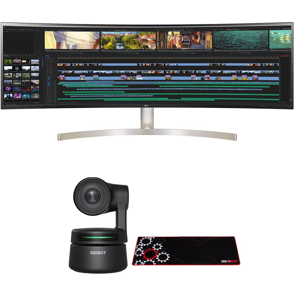 LG 49WL95C-WY 49 Inch 32:9 UltraWide Dual QHD IPS Curved LED Monitor with HDR 10 Bundle with OBSBOT 