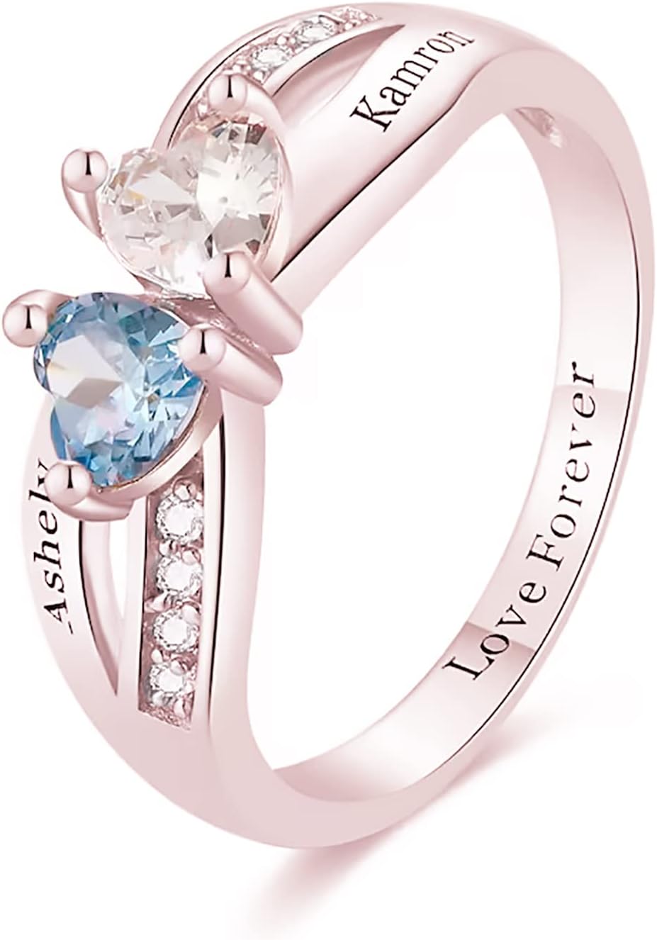 10K 14K 18K Solid Gold Birthstones Rings for Women Mom Wife Girlfriend,Personalized 2-5 Birthstones Ring Bands Jewelry Gift Custom for Birthday Christmas Day Size 4-15