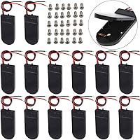 Vista 11 de Soporte de batería CR2032 de 30 piezas con plomo, soporte de celda de moneda de 3 V con interruptor, soporte de batería de botón CR2032 (negro)