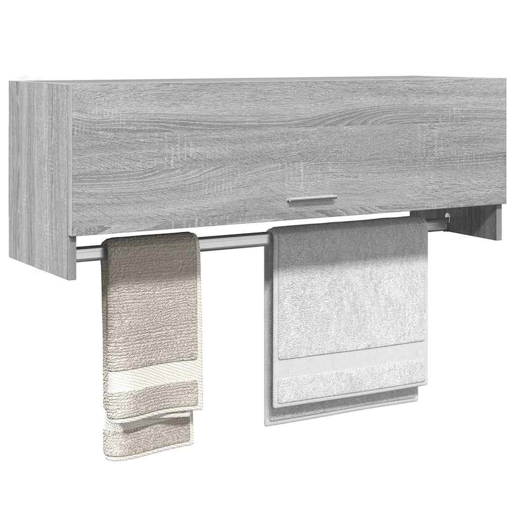 Szafka Szary Dąb Sonoma 100x32,5x35 cm z Drążkiem na Wieszaki