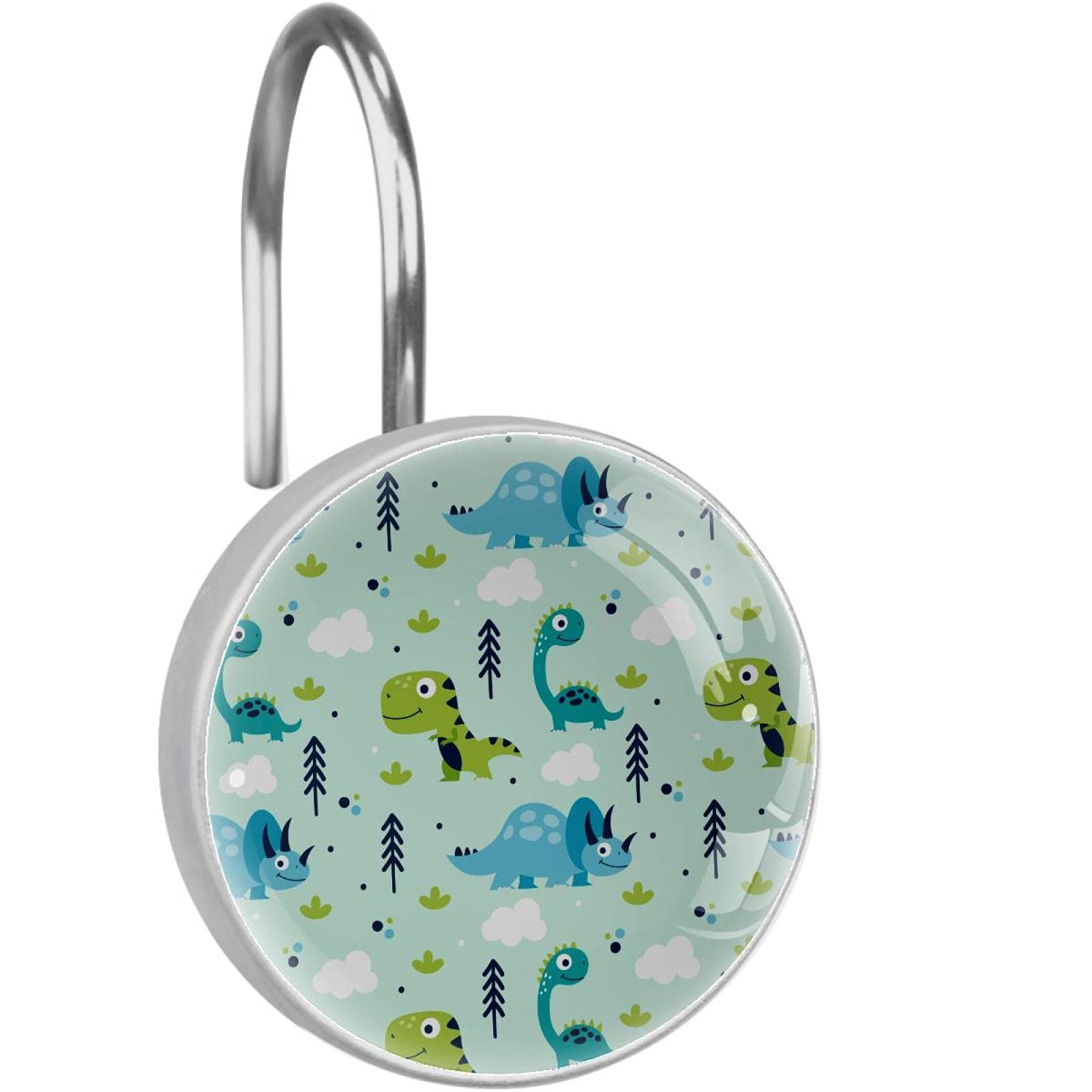 Anneaux de rideau de douche dinosaure anti-rouille en acier lot de 12