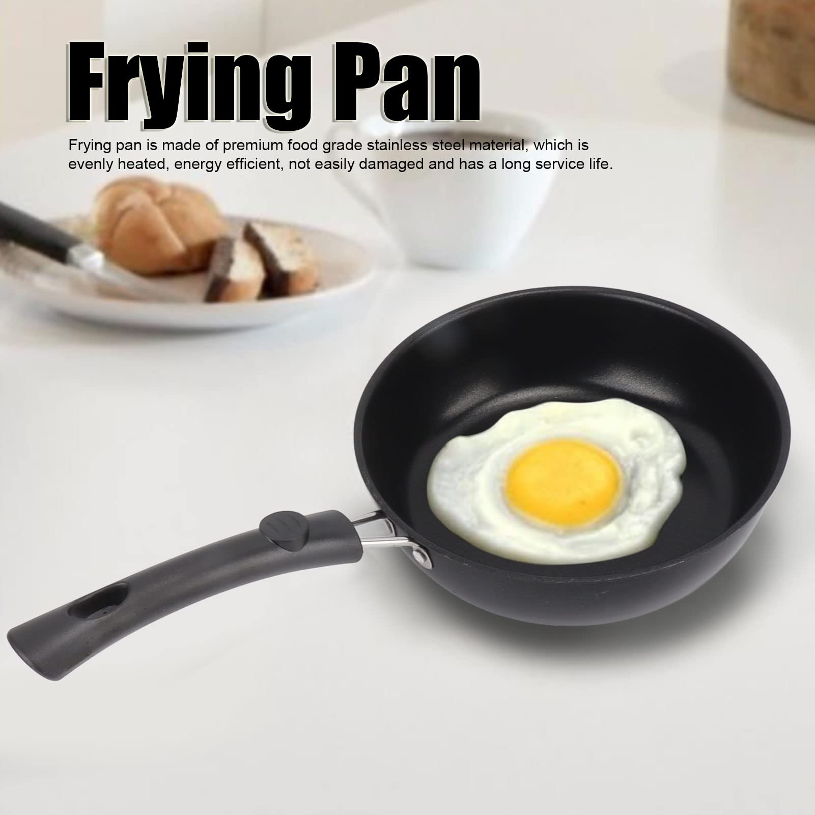Frying Pan, Nonstick Stainless Steel Durable Light Smoke Omelet Pan for Eggs Omelette Pancake (20CM) - Image 2