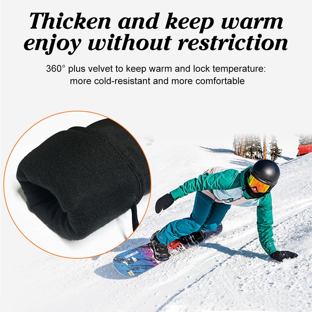 Gants De Ski Hiver Pour Homme Et Femme - Mitaines Épaisses Chaudes, Imperméables Et Respirantes - Pour Sports D'hiver, Running, Snowboard Et Moto