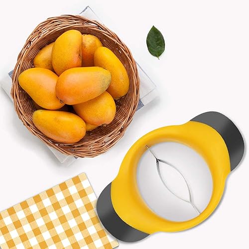 Miniatura 2 de Cortador de mango con hoja de acero inoxidable, divisor de frutas, mango ergonómico de goma, descorazonador de durazno para herramienta de cocina de