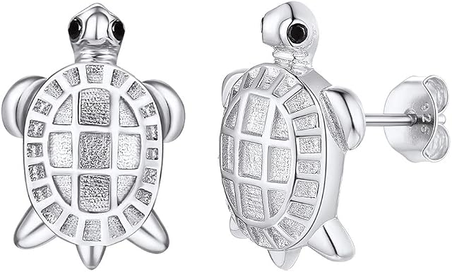 925 Sterling Silver Blue Opal Sea Turtle Necklace Earrings for Women Girls, 18K Gold/Platinum Plated Rainbow Topaz Tortoise Charm with Chain, Summer Beach Jewlery with Gift Box