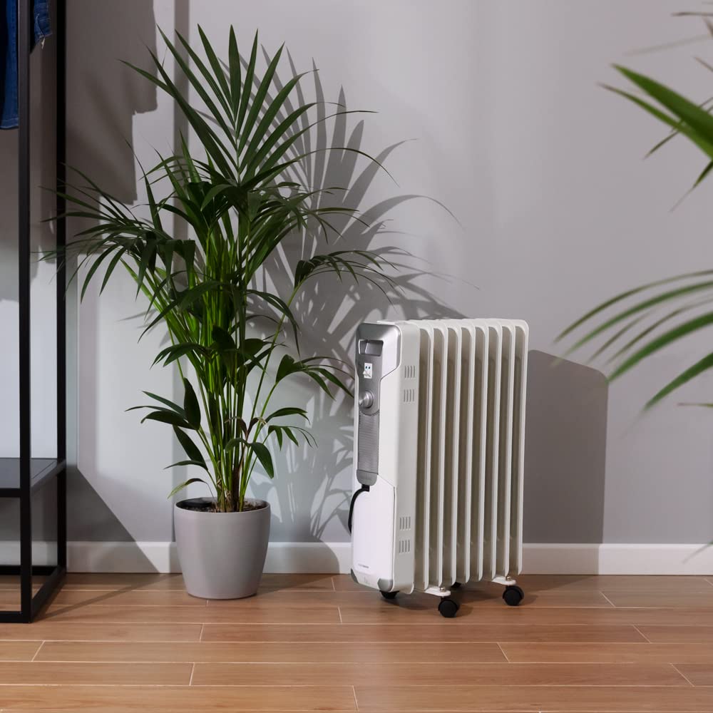 Cecotec Radiatore olio elettrico ReadyWarm 9000 Space, 9 moduli, consumo energetico, 2000 W, 3 livelli, avvolgicavo, sistema di sicurezza, ruote, 20 m2 05882