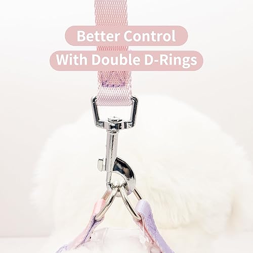 Miniatura 8 de AIITLE Juego de arnés y correa para perro pequeño sin tirones, a prueba de escapeajuste rápido, fácil para entrenar y caminar, anillo doble D, arnés