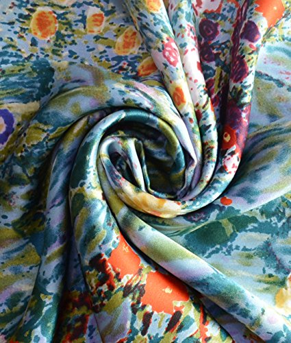 Van Gogh and Claude Monets Paintings, Fashion Silk Scarf Premium Shawl Wrap Art (Van Gogh - Starry Night)4