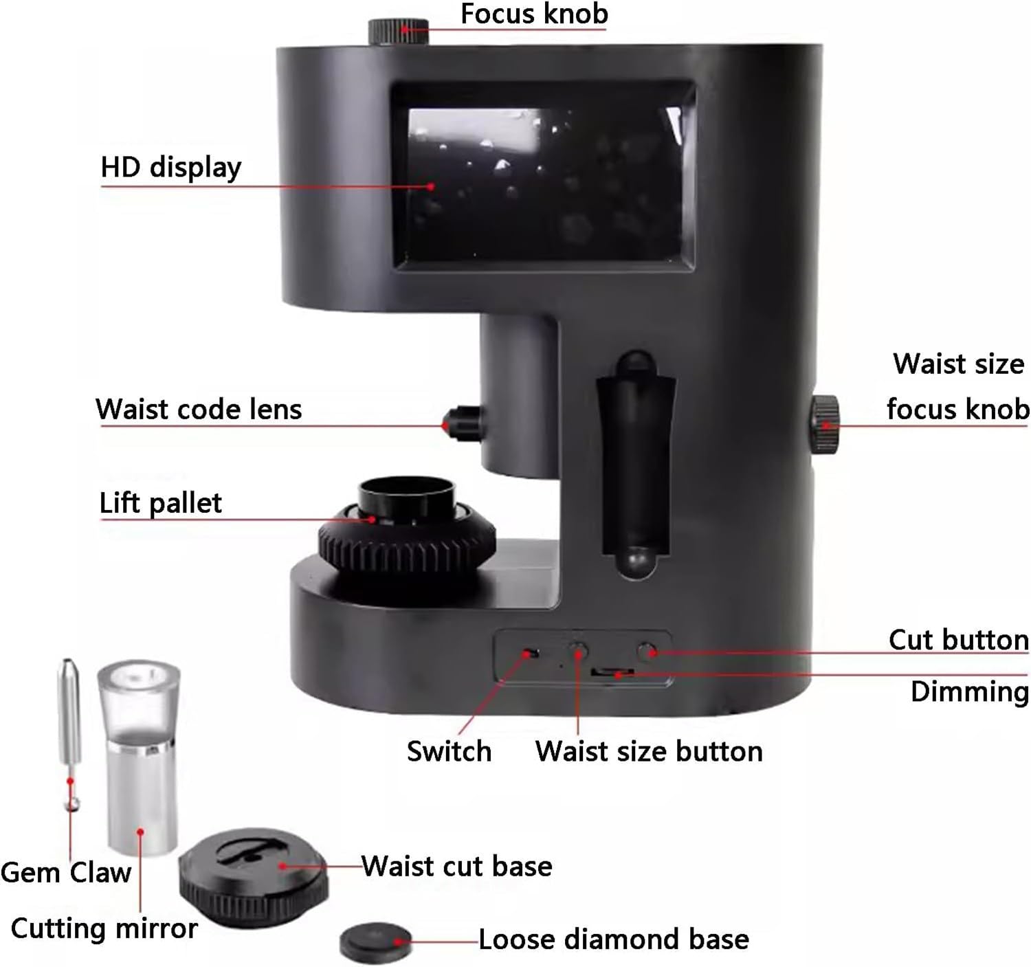 Kit per microscopio digitale, visualizzatore LCD per un'identificazione accurata, visualizzatore di iscrizioni con cintura diamantata, microscopio biologico ad alta precisione e chiarezza