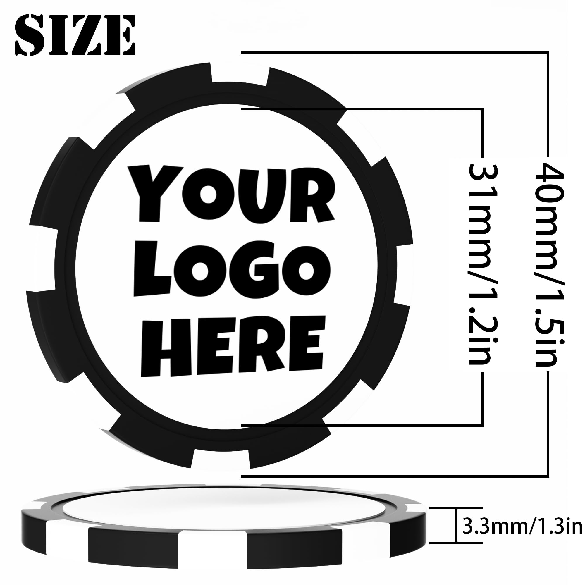 25 fiches da poker in argilla personalizzate, 40 mm pesanti 11,5 grammi di fiches da poker personalizzate con logo o testo, gettoni personalizzati per bar, feste, biglietti da visita, golf