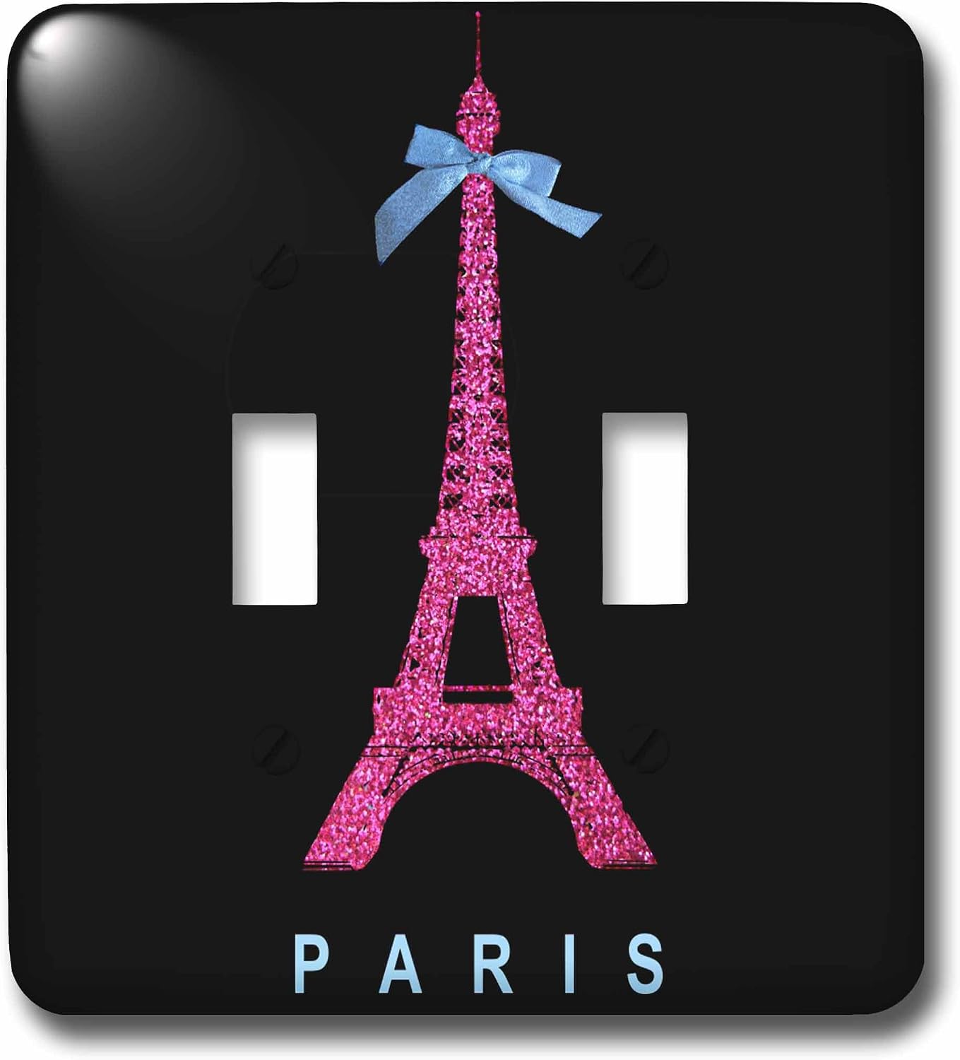 3dRose LLC lsp_112908_2 Hot Pink Paris Eiffel Tower From France with Girly Blue Ribbon Bow Black Stylish Modern France Double Toggle Switch