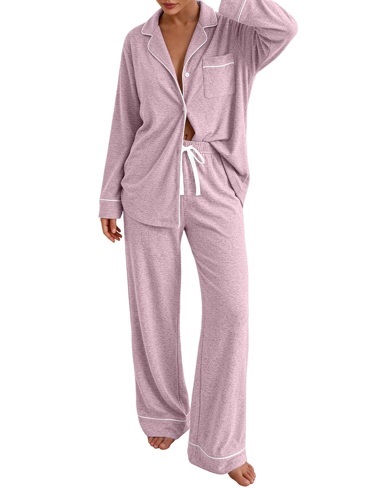 LILLUSORY Women's Long Sleeve Pajama Sets Lounge 2 pieces