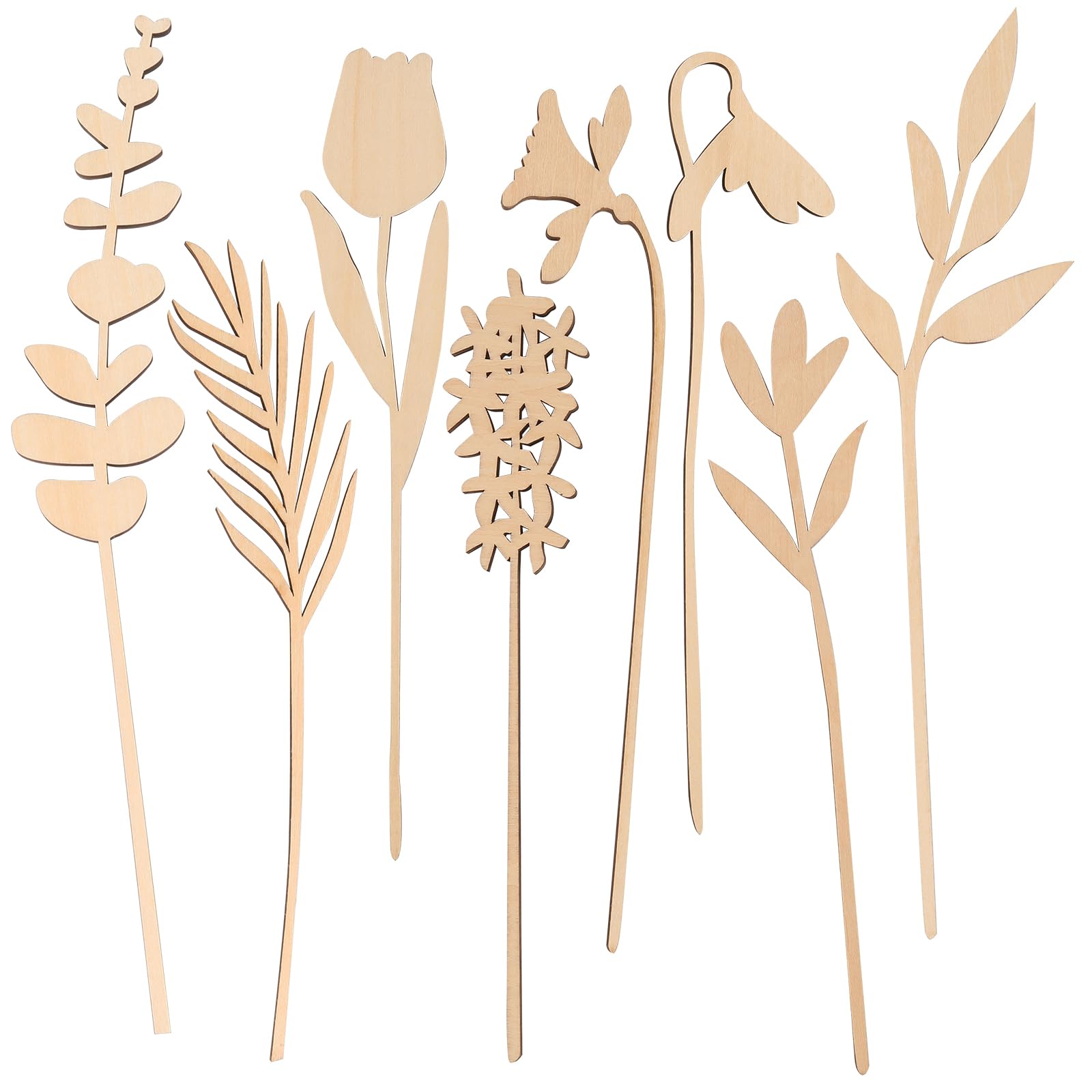 Amazon.com: Haoideo 8 Pcs Wooden Flower Stems Wall Decor Colorable