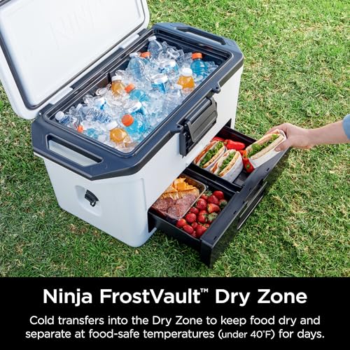 Image of Ninja FrostVault 50qt Hard Cooler with Dry Zone | Integrated Fridge-Temp Dry Storage Drawer | Premium Heavy-Duty Insulated Cooler | Keeps Ice Cold for Days | Smokey Mauve | FB151PU2