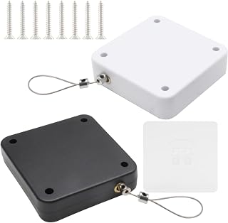 2 Pack Automatic Sliding Door Closer, Sliding Screen Auto Door Closer, Steel Pull Cord for Bathroom, Bedroom(Black & White, 800N)