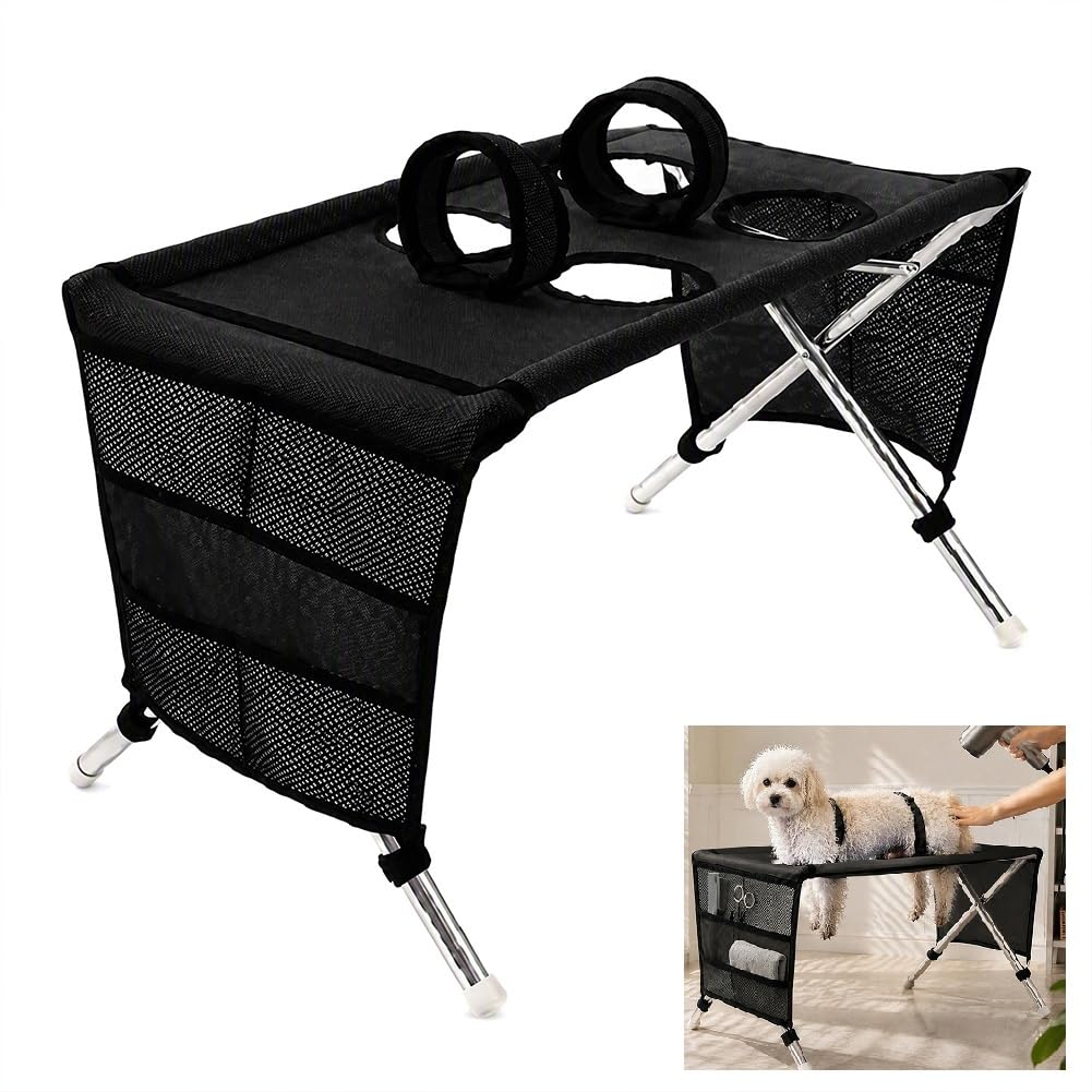 Pet Grooming Hammock Stand, Stainless‑Steel Frame Dog Cat Sling Holder