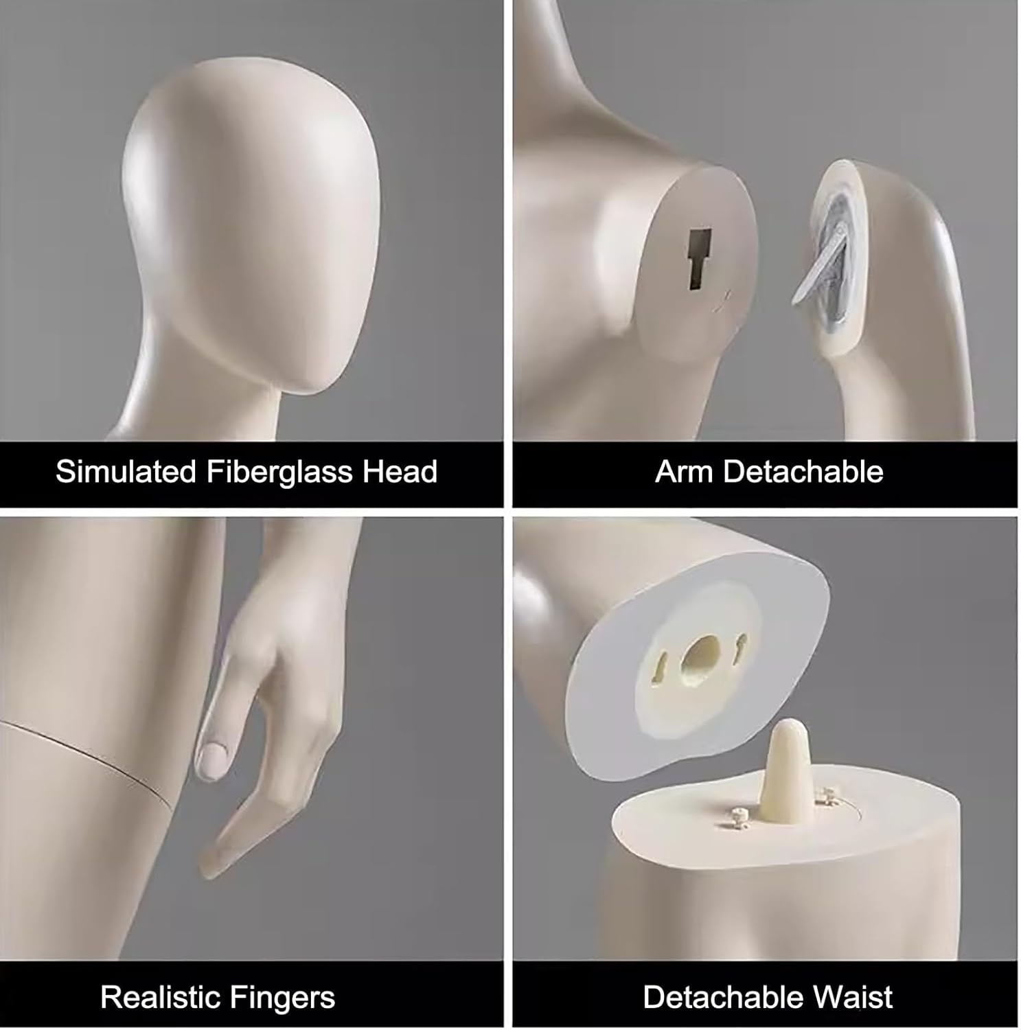 Lightweight Full Body Female Mannequin - Faceless Plastic Dress Form for Retail, Online Stores, Clothing Display, Fashion Showcase & Halloween Decor