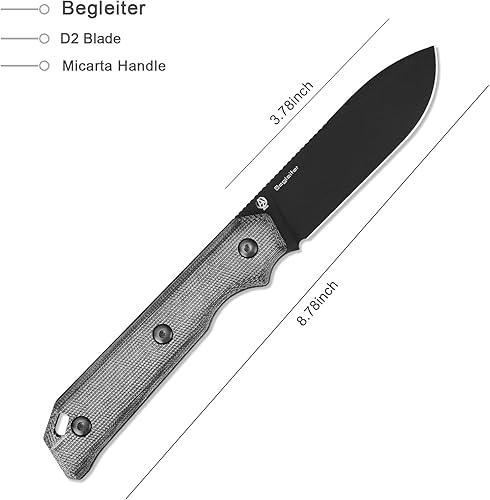 Miniatura 2 de Kizer Begleiter Cuchillo de hoja fija 3,78 pulgadas D2 Hoja Acero Negro Micarta Mango 1045C1